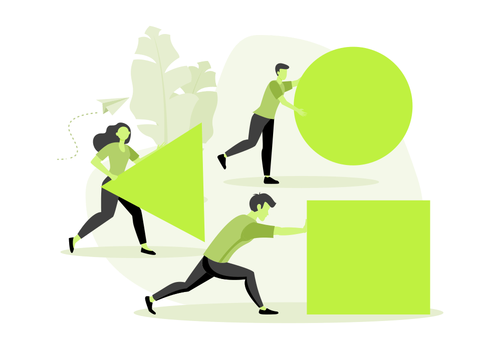 businessman pushing sphere